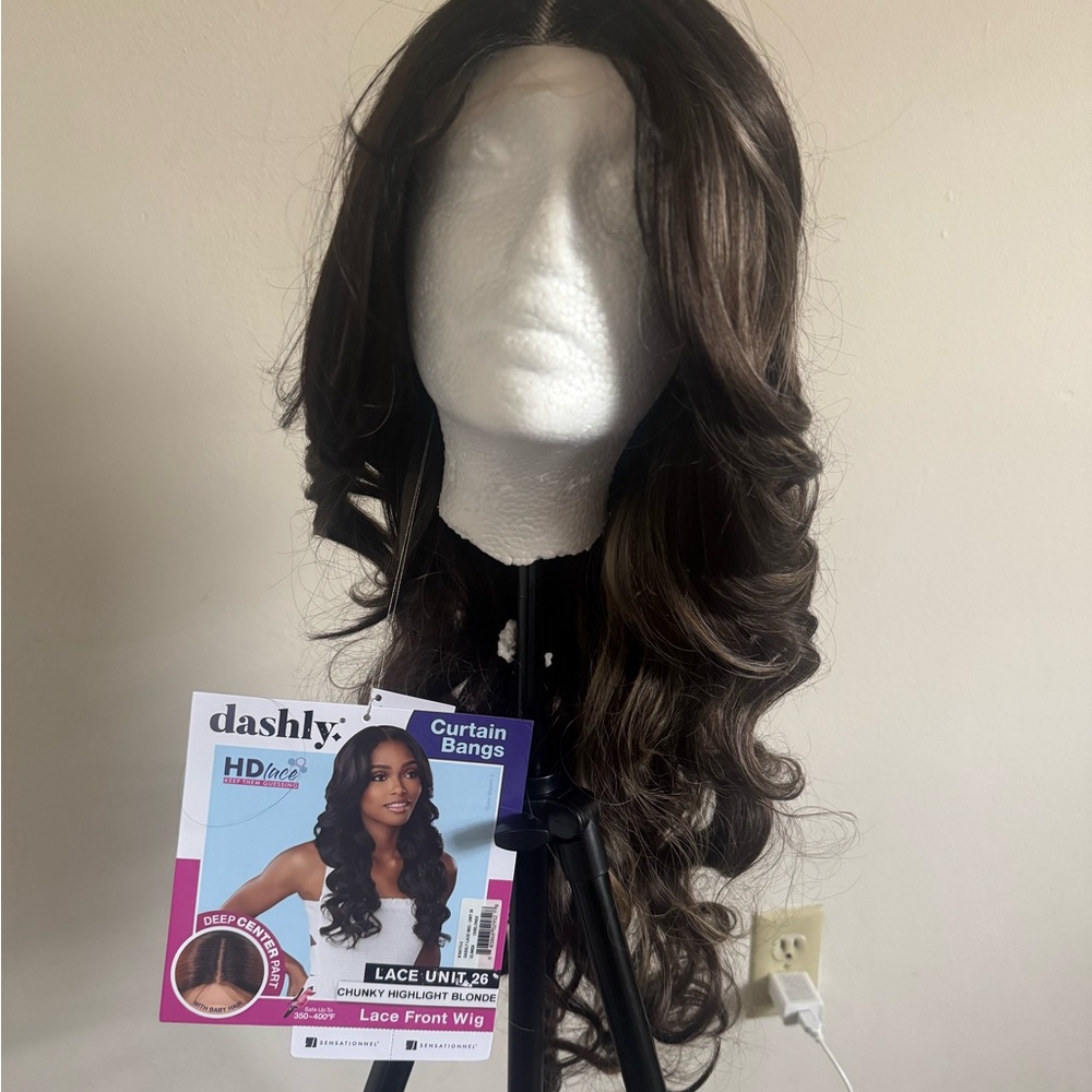 Dashly HD Lace Front Wig with Curtain Bangs - Dark Brown